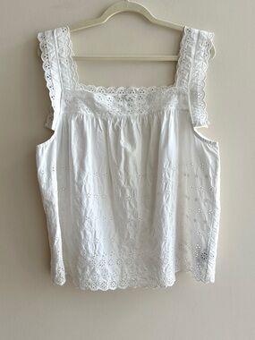 GAP x DOEN Eyelet Tank Top, White, Size Large, NWT